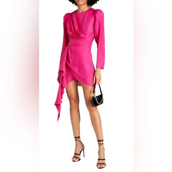 Ronny Kobo Collection Dresses & Skirts - Ronny Kobo Womens Pink Santana Jacquard Silk Blend Mini Dress NWT Size Large